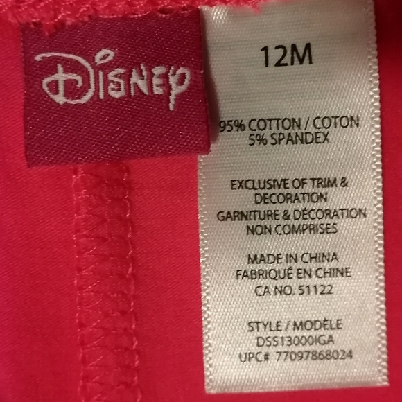 🔥SALE🔥 Disney Baby Girls Pink Leggings NWT Size 12 Months - Picture 3 of 4